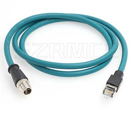SZRMCC M12 8 Pin X-Coded Stecker auf RJ45 Ethernet Kabel Cat7e Gigabit Geschirmtes Wasserdicht Kabel für Basler GigE Cognex In-Sight Vision Industrial Kamera Sensors (Blau,2m)