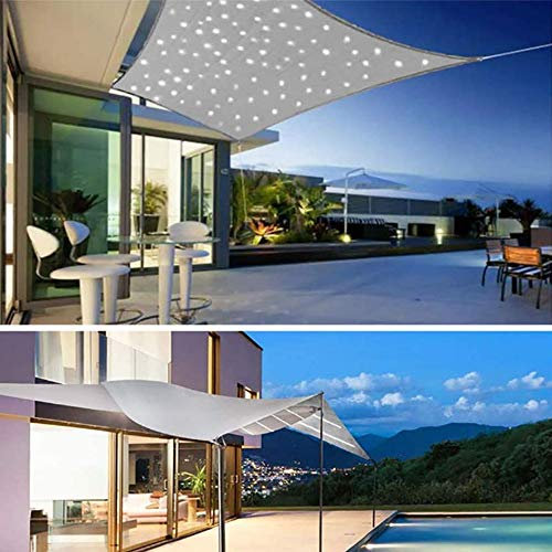 Sonnensegel Rechteckig Mit LED Beleuchtung Licht, Sonnenschutz Wasserdicht Polyester Oxford Stoff Mit 95% UV-Block Markisen Für Draußen Terrasse Balkon Und Garten,4X5m