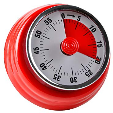 Jayron Kitchen Timer Rappel Gérer Les Minuteries Minuterie Mécanique Rotative à 360 Degrés Compte à Rebours de Cuisson Réveil Réfrigérateur Magnétique pour la Cuisson, l'apprentissage (Rouge)