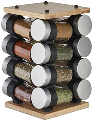 Cole & Mason Blyth Spice Rack Carousel, 16 Jar, Bamboo