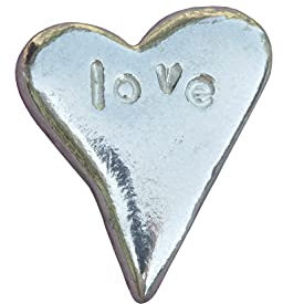 Les Etains de Jumilhac Glücksbringer, Herzform, mit Organza-Beutel, handgefertigt in Frankreich aus Zinn