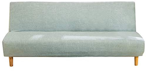 Mingfuxin Armloser Sofabezug, Stretch-Sofabezug ohne Arm, 3-Sitzer, Spandex-Futon-Schonbezug rutschfest Elastischer, vollständig zusammenklappbarer Couch-Sofaschutz für Schlafsofa ohne Armlehnen