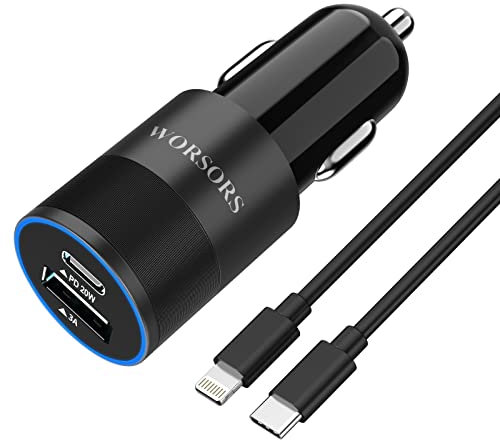 Cargador de coche rápido USB C de 35 W [certificado Apple MFi] para iPhone 14 Pro/14 Pro Max/14 Plus, iPhone 13/12/11/Mini/XS/XR/8/SE, iPad, adaptador de carga rápida PD3.0 de 20 W + cable de 3 pies