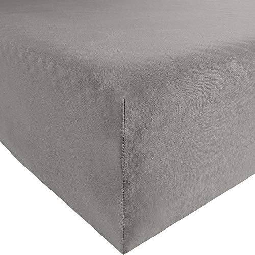REDBEST Spannbettlaken Denver Elasthan-Jersey-Stretch grau Größe 180x200 cm - 200x200 cm - besonders weich und anschmiegsam, bügelfrei, mit Rundumgummi