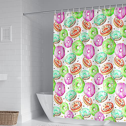 Beydodo Badewanne Vorhang 150x200 Polyester, Duschvorhang Wasserdicht Antischimmel Bunte Donuts Muster