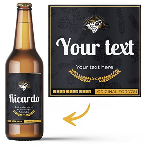 6 personalisierte Bieretiketten. Wasserfeste Etiketten für Craft Beer. Anpassbare Aufkleber, ideal für Partys und Feiern. (Hopfen)