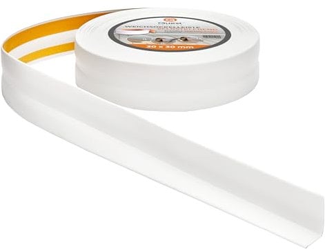 Quest Weichsockelleiste Selbstklebend - 30 mm x 30 mm - Knickleiste, Abschlussleiste für Küche, Badezimmer -Dichtungsband - PVC, Flexibel, Wasserdicht, Dekorativ - 5 Meter, Weiß