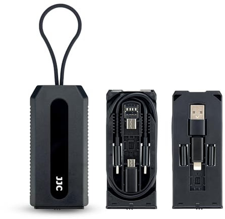 JJC - Juego de 4 convertidores de Cable de Datos USB C con Estuche de Almacenamiento de Viaje, Adaptador USB C a Lighting, Adaptador USB C a Micro USB, Adaptador USB C a USB A, Adaptador OTG (Negro)