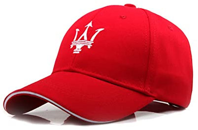 ARKOSKNIGHT Verstellbare, bestickte Baseballkappen, Maseretti-Logo, Rennmotormütze, Mode, Straßentanzen, Sport, Reisen (rot)