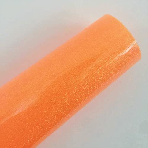 1 Roll 10x12 Glitter HTV Heat Transfer Vinyl, Easy to Cut and Press (Color : Fluorescent orange)