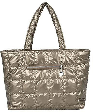 HIMS Gesteppte Gitter-Einkaufstasche für Damen, Winter, große Kapazität, Einfachheit, trendige, lässige Umhängetaschen, gepolsterte Daunen-Baumwollweiche Handtaschen, gesteppte Shopper-Tasche