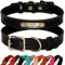 PET ARTIST Personalisiertes Hundehalsband aus echtem Leder, leicht und weich, 7 schöne Farben, langlebiges Hundehalsband für Welpen und kleine Hunde, Schwarz, Größe M