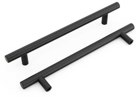 Goldenwarm 15 Stück Möbelgriffe - 192mm Schrankgriffe für Küchenschränke in Schwarz, Edelstahl mit Schwarzem Finish