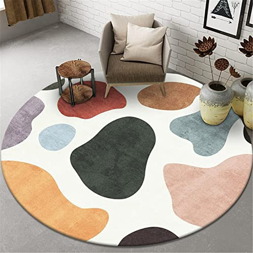 Highdi Teppich Rund Modern rutschfest Waschbar Schlafzimmer Teppiche, Innenbereich Geometrie Muster Polyester Runder Teppich fürs Wohnzimmer Kinderzimmer Büro (120cm,Buntes Graffiti)