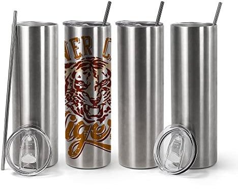 AGH life 20oz Sublimation Tumblers Straight Skinny Tumblers, Stainless Steel Vacuum Insulated Tumblers with Lid and Straw, Double Wall Travel Coffee Tumblers, Keeping Chilled up to 12 Hours