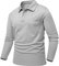 donhobo Poloshirts für Herren Langarm Tactical Shirt Army T-Shirt Männer Arbeitshirt Schnelltrocknend Atmungsaktiv Wandershirt Outdoor Sport Polo Shirts, Hellgrau, 3XL