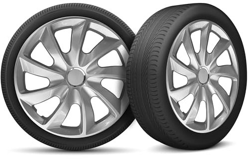 Radkappen 16 Zoll Radzierblenden 4er Set passend für alle Stahlfelgen - Einstellbarer Sicherungsring - Silber