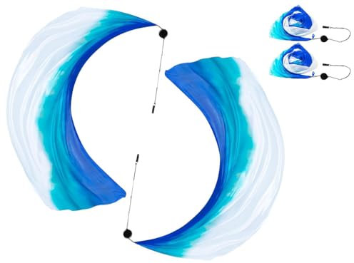 Anlising 1 Paar BäLle FüR Bauchtanz,Poi-Streamer-Wurfball,Schal werfen Ball,Bauchtanz-Poi-Luftschlangen Seidenschleier,Poi Streamer Wurfball FüR Bauchtanz-Performance, Für Partys Tänze Aufführungen