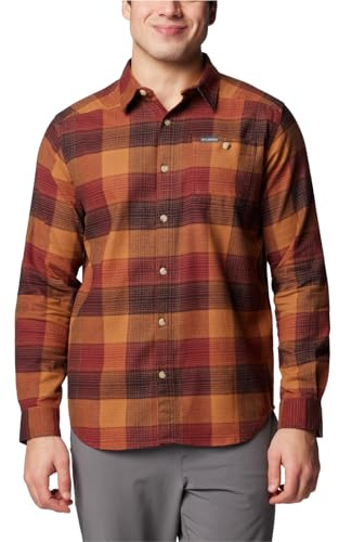 Columbia Men's Cornell Woods Flannel Long Sleeve Shirt, Spice Ombre Buffalo, XX-Large