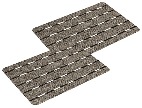 Rutschfeste Fußmatte außen - Beige 2er Set 40 x 60 cm - Wassdurchlässig | Garten Fussmatte aussen Schmutzfangmatte strapazierfähig Türmatte Eingangsbereich Fußabtreter outdoor Terasse pflegeleicht