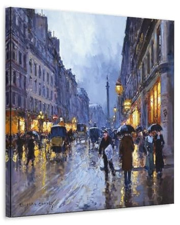 Edouard Cortes Malerwerke, Rue De La Paix, Regen, Poster, Wandkunst, Gemälde, Leinwand, Kunstwerke, Geschenkidee, Raum, ästhetisch, 30 x 30 cm