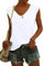 NARRAME Camiseta de Mujer con Cuello en V y Manga Casquillo, Blusas Casuales de Verano para Mujer Liso Blanco X-Large XL 46-48