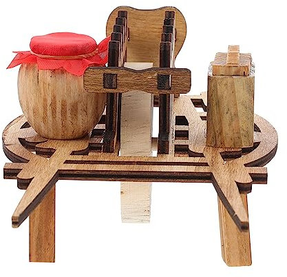 Kisangel Wooden Wheelbarrow Decor Simulation Vintage Farm Model Ornament for Garden Home Display
