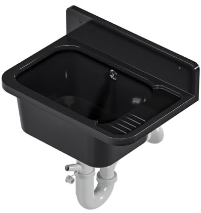 Évier de lavabo pour extérieur, jardin, garage, cave, atelier, noir