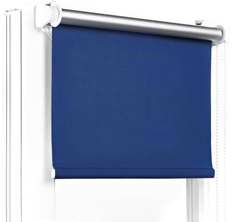 Fenster DEKOR - Rollos Für Fenster Ohne Bohren Marineblau - Verdunkelungsrollo B65 x H120 cm - Klemmrollo Verdunkelung - Fensterrollo Für Balkontüren - Verdunklungsrollo Leicht Zu Installieren