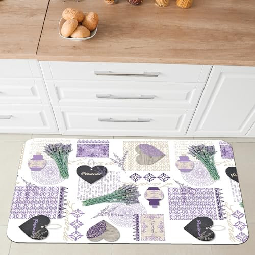 Comart - Tappeto Cucina Malaga - Passatoia 100% PVC - Antimacchia - Antiscivolo - Impermeabile - Tappetino Lavabile in Lavatrice - Corsia Moderna per Cucina e Corridoio - Lavanda - 55x75 cm