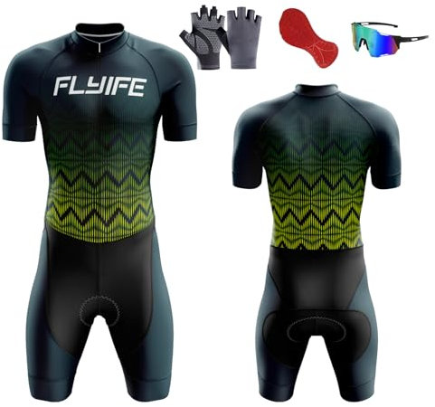 Triathlon Tri Costume, Cyclisme for Hommes Skinsuit Triathlon Speedsuit Cuissard–Trisuit léger Courtes Manches pour Duathlon,Natation,Cyclisme,Course de vélo,vêtements de Cycliste (TYP-9,XL)