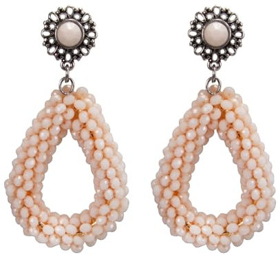 Alpenflüstern Trachten Glamour-Ohrhänger Perlen- Tropfen Helena mit Ohrstecker - Damen-Trachtenschmuck, Trachten-Ohrringe (apricot) DOR066