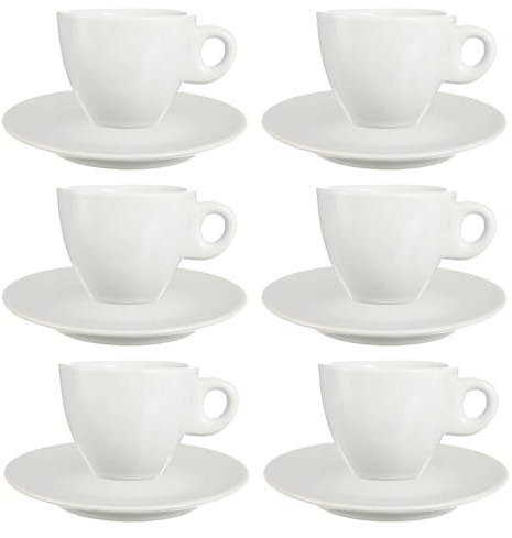 San Ignacio Set de 6 tasses à café en porcelaine blanche C plat collection VESSIA