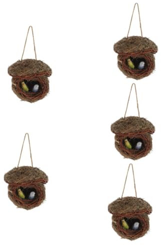 Cabilock 5 Sätze Simuliertes Vogelnest Eier Vogelei-Dekoration Für Den Außenbereich Dekorativer Vogel Garten Vogelnest Vogelhaus-Ornament Vogel Im Natürlichen Stil Vögel Nisten Mit Ei
