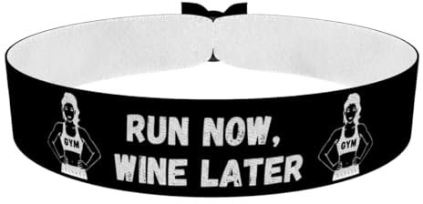 Stoffarmband Run Now Wine Later - Fitness Stoffarmband aus Satin - Wasserfest & Langlebig - Motivationsarmband für Athleten - Fitness Accessoires & Geschenke - Sport Merch für Fitnessliebhaber