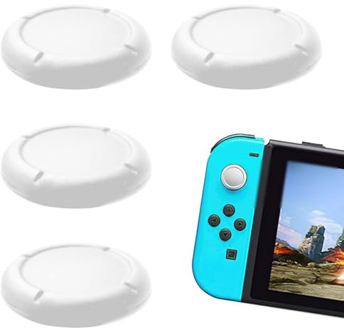 Replacement Button Caps for Switch Joycon, 4PCS Thumbsticks Protector Covers for Switch/Lite White Silicone Protective Accessories for Joystick 3D Grips Caps