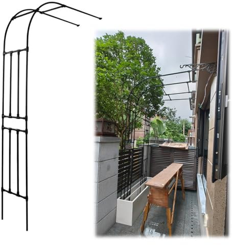 Metall-Gartenlaube, Halbbog-Spalier für Kletterpflanzen, einfache Montage, ideal für Rosen und Ranken, stilvoller Laubentorbogen, 60 x 240 x 40 cm, Schwarz