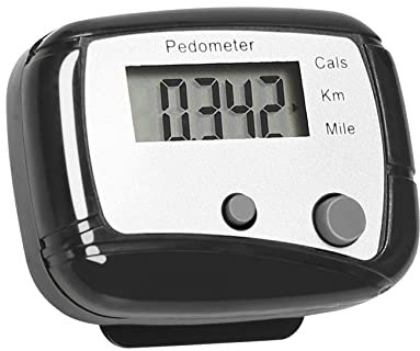 Giuneuow Podometro de LCD Digital Contador de Bolsillo de canimar Negro