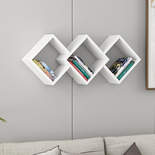 Stylish Wall Shelf, White, 102 x 42 x 20 cm, 100% Melamine Coated Particle Board, 18 mm Thick, Perfect for Modern Home Decor & Organization