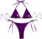 THSCWY Bikini metallico da donna con allacciatura al collo, due pezzi, con laccetti laterali, bikini a triangolo con imbottitura viola, taglia S