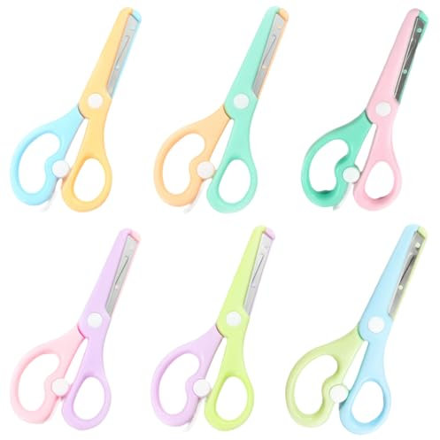 LuLiyLdJ 6-teiliges Set kinder schere bastelschere kinder kinderschere scheren kinder Geeignet für Anfänger und kleine Kinder DIY Bastelschere
