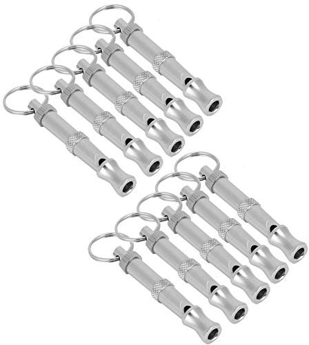 Qukaim Pet Training Supplies Verstellbare Hundepfeife Trainer, 10 Stück, Edelstahl Haustier Trainingsbedarf für Schallwellen, Ideal für Hundetraining, Langlebiges Design