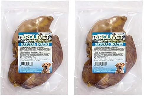Arquivet Oreille de Porc Moyenne - Natural Snacks pour Chiens - (Sac 2 unités) (Lot de 2)
