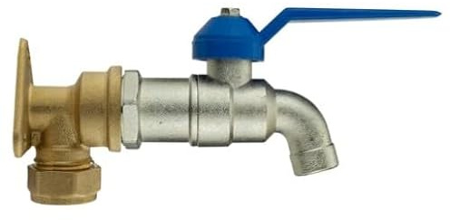 15mm Brass Wall Flange Kit with Simple Lever Tap - to Easily Create a New Garden Outlet from Your Copper Pipe Water line.