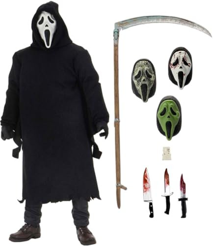 Zhongkaihua Ghostface Figur Ghostface Actionfigur 18 cm PVC Modell Weihnachten Zuhause Schreibtisch Ornament Geburtstag Sammlung Halloween Dekoration Geschenk für Erwachsene