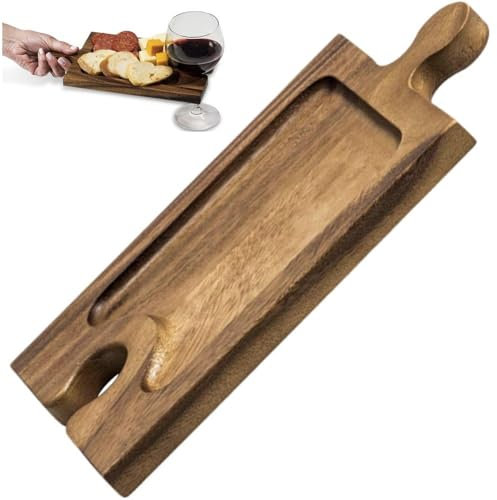 Hrippy Assiette D'apéritif À Vin avec Support De Verre À Vin, Plateau De Service De Fête, Planche De Charcuterie Portable pour Hôtel Bar Cuisine À Domicile