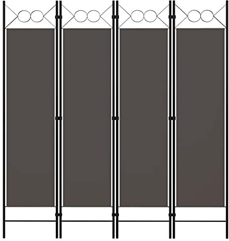 Myheimly 4-TLG. Raumteiler Klappbar Freistehend Trennwand Paravent Umkleide Sichtschutz Spanische Wand Raumtrenner Anthrazit 160 x 180 cm