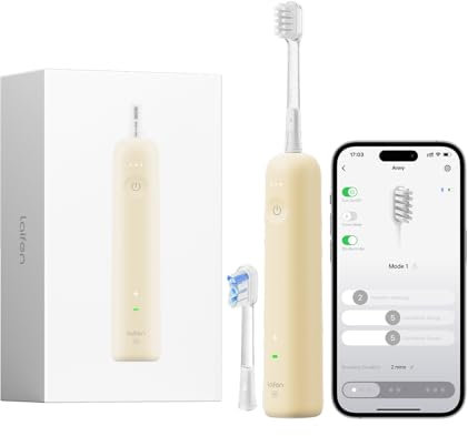 Laifen Wave Special Spazzolino Elettrico Sonico con Oscillazione & Vibrazione Dotato di App, 2 Testine di Ricambio, IP68 Impermeabile, Ideale per Viaggi (Giallo)