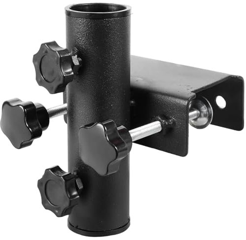 Sonnenschirmhalter aus Metall,Sonnenschirmhalter Balkongeländer,Schirmhalterung Balkongeländer,Tischklammer für Gartenschirme mit Haken,Robuster Balkonschirmhalter für Garten Terrasse Balkon Geländer