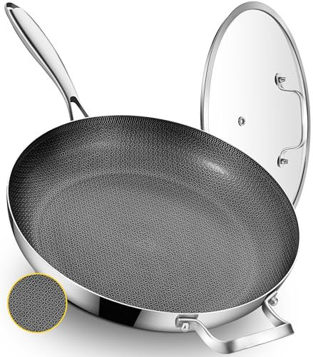 Bzayeat 13 Inch Nonstick Ceramic Nonstick Hybrid Frying Pan with Lid